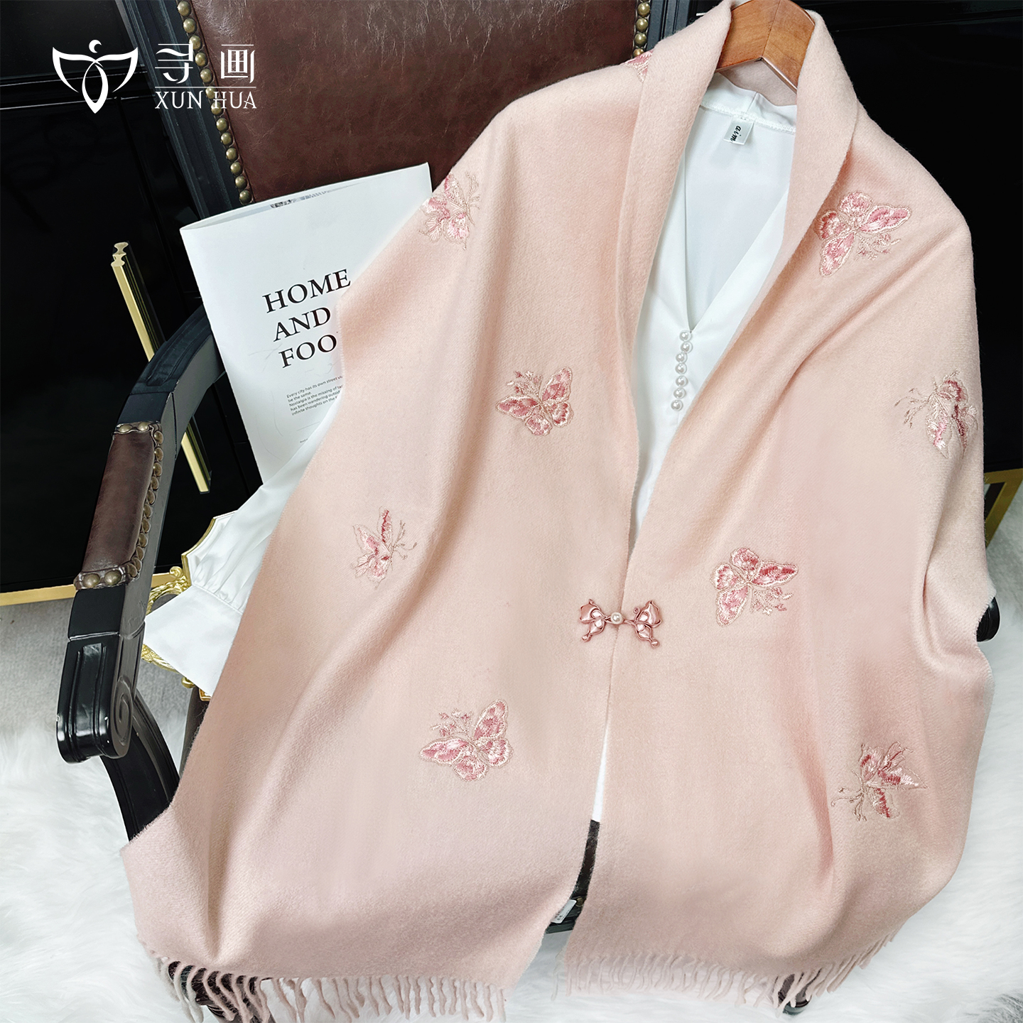 羊毛围巾刺绣旗袍披肩婚礼女外搭2025新款披风斗篷送妈妈生日礼物