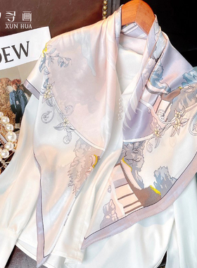 真丝丝巾女2026新款方巾系脖100%桑蚕丝围巾高档妈妈生日礼物披肩