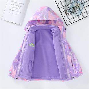 儿童三合一冲锋衣内胆加绒可拆卸春秋冬款女童户外套防风衣休闲