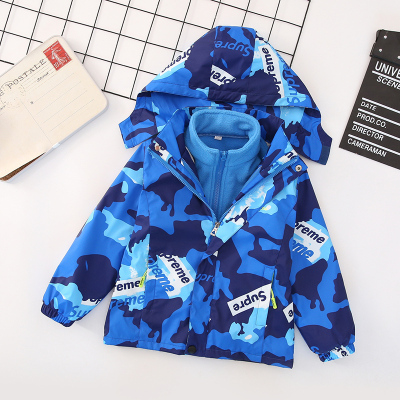 男童冲锋衣新款洋气儿童装可拆卸三合一春秋冬款加绒宝宝外套户外