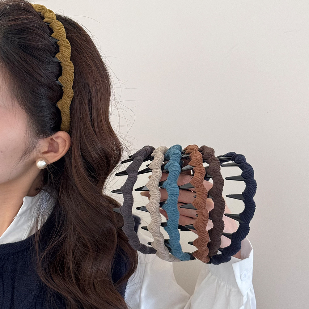 秋冬缠绕带齿防滑发箍女2025新款日常高颅顶头箍百搭发卡发饰