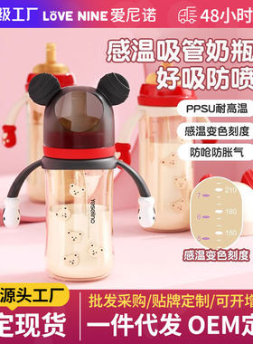 儿童PPSU奶瓶一岁以上卡通可爱小熊宝宝学饮杯一杯三用手柄吸管杯