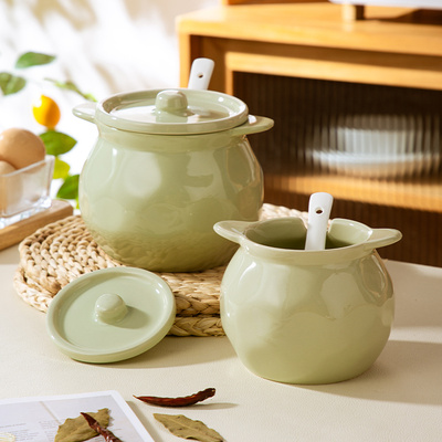 带勺猪油罐创意耐高温油泼辣椒荤油罐厨房调料罐大容量防漏专用罐