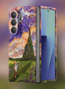 梵高傍晚时分适用三星Galaxy ZFold6/7手机壳W25磁吸新款超薄W24折叠壳裸机轻薄硬壳W23保护套个性高档创意