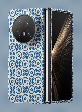 蓝色花卉适用于荣耀MagicV5手机壳折叠屏V3保护套MagicVS3磁吸超薄硬壳V2RSR磨砂VS2创意VFLIP亲肤VPurse夜光