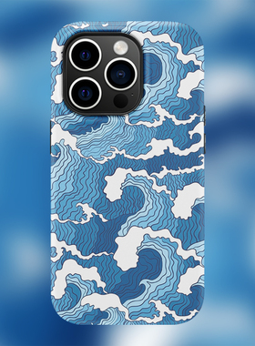 蓝色浪滔滔适用于苹果17磁吸手机壳iphone16promax全包15pro全包Ari硬壳13magsafe二合一14plus磨砂12保护套