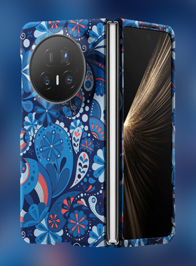 蓝色腰果花适用于荣耀MagicV5手机壳折叠屏V3保护套MagicVS3磁吸超薄硬壳V2RSR磨砂VS2创意VFLIP亲肤VPurse