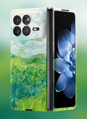 绿色麦田适用于小米MIXFold4手机壳小米FOLD3新款Fold2保护套折叠屏防摔磨砂小米MIXFlip2全包简约Flip高级感