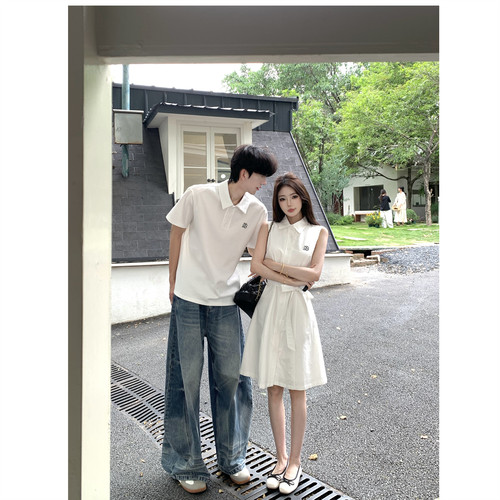 小众法式高级感夏季情侣装连衣裙