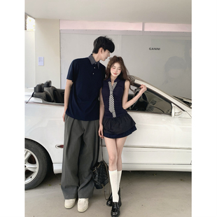 T恤两件套法式 情侣装 小众设计感短袖 2026新款 一衣一裙ins潮 夏季
