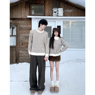 针织衫 情侣装 宽松法式 ins超火毛衣男女韩版 外套潮牌 秋冬2025新款