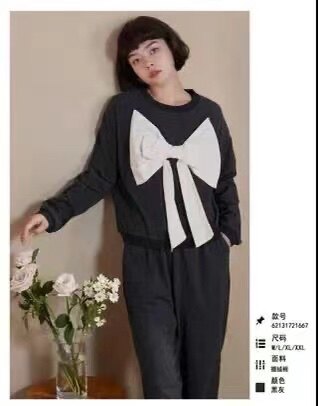 乌拉拉公主女士新款家居服套装蝴蝶结睡衣睡裤