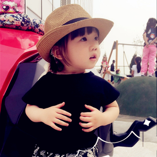 宝宝防晒太阳帽 儿童帽子韩国男童女童沙滩遮阳帽儿童草帽亲子夏季