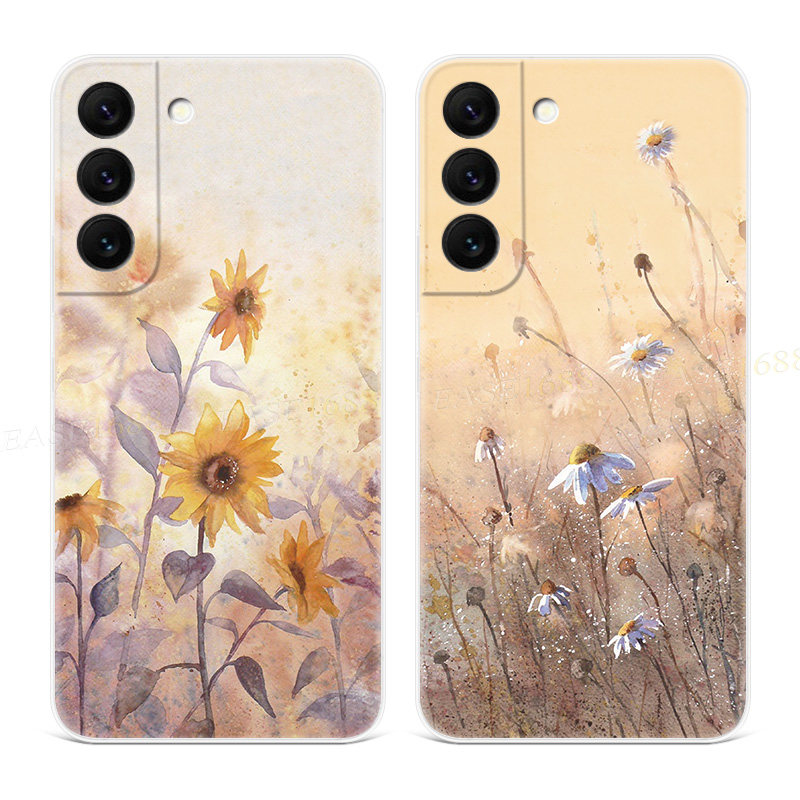水彩向日葵适用三星s22手机壳s24/s23+复古s21ultra原创菊花s20fe文艺s30plus女款超薄软十,3C数码配件,手机保护套/壳,淘宝优惠券,粉丝福利购,淘宝优惠卷