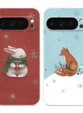 可爱小白兔适用谷歌Pixel10手机壳9pro/8/7/6A小狐狸XL卡通文艺女款气囊防摔软