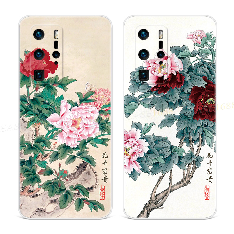 国画牡丹花适用华为pura70手机壳80/P60P50p40p30pro+文艺ultra中国风花开富贵女款软e十art