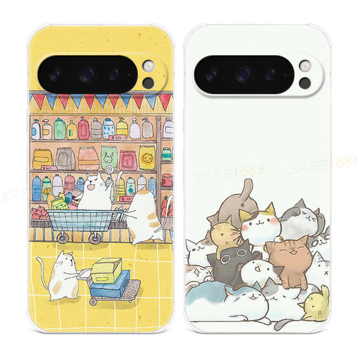 可爱卡通猫咪适用谷歌Pixel10手机壳9pro/8/7/6A文艺XL萌宠女款耐脏气囊防摔软