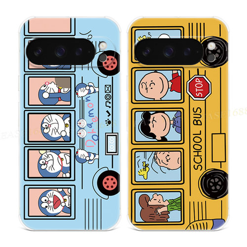 哆啦A梦巴士适用谷歌Pixel10手机壳9pro/8/7/6A机器猫蓝胖子XL卡通可爱女款气囊防摔软