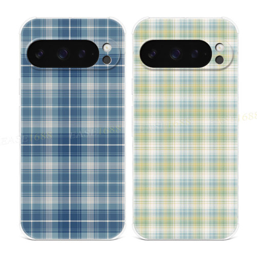 蓝色格子适用谷歌Pixel10手机壳9pro/8/7/6A文艺XL绿色格纹简约女款气囊防摔软
