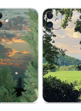 文艺彩霞适用iPhone13苹果12手机壳11小清新17Air/16/14promax简约15mini意境6s/7/8plus/XR唯美se2/3女款XS