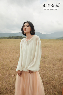春秋新品毛衣哥家高端手工定制薄款宽松慵懒灯笼袖仙女款圆领套头
