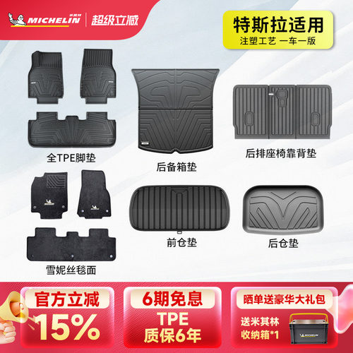 米其林特斯拉专用全TPE脚垫套装