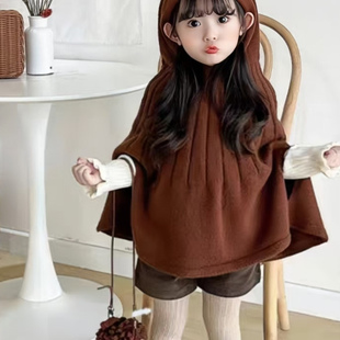 儿童披风斗篷冬季帽子挡风披肩小孩子复古欧美风百搭宝宝洋气童装