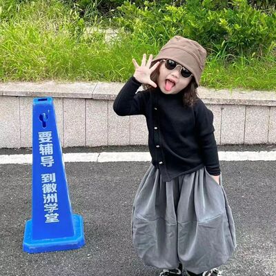 女童洋气不规则毛衣开衫秋季2026新款儿童韩版针织衫宝宝休闲外套