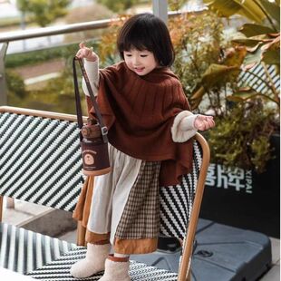 披肩女童秋冬季写真感服装摄影慵懒女高级毛衣气质宽松外套斗篷风