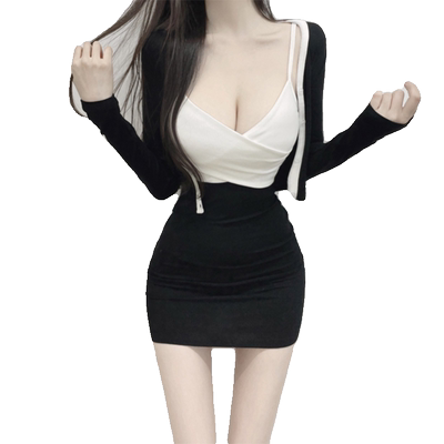 纯欲辣妹性感吊带连衣裙两件套