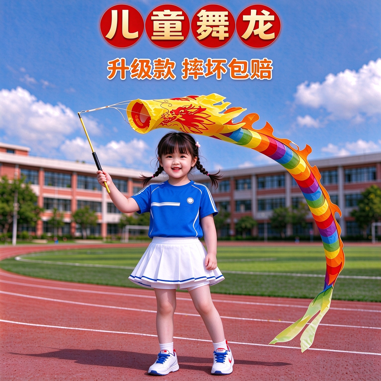 舞龙彩带健身儿童甩甩龙道具广场彩带舞龙耍表演初学杆甩空竹龙