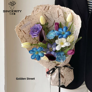 七色堇手撕叶脉纸花艺包装纸加厚艺术花束包装纸高质感鲜花包花纸