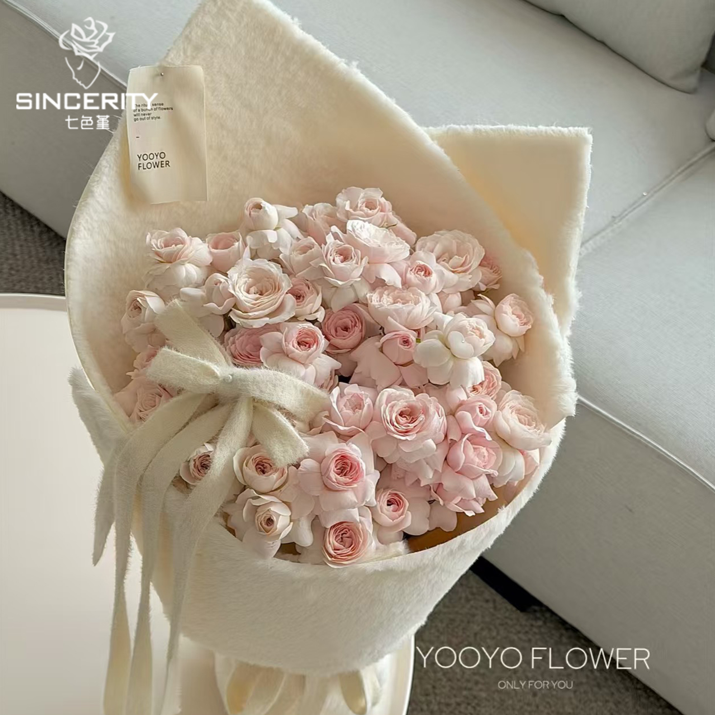 七色堇植绒造型布鲜花包装布