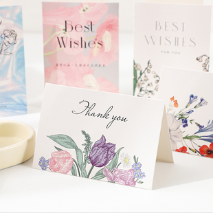 七色堇鲜花束贺卡花店卡片小卡片吊牌手写生日祝福留言感恩感谢硬