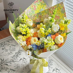 七色堇油彩花鲜花束包花纸搭配资材手工创意diy礼物花艺花店材料