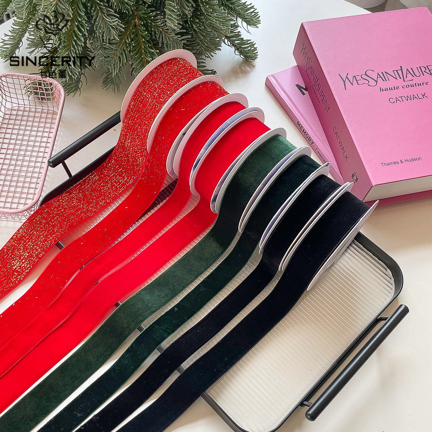 七色堇圣诞节日绒布丝带