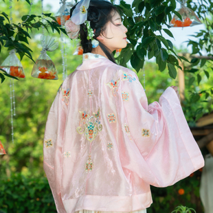 锦瑟衣庄夏款‘十样锦’宋制汉服貉袖女款绣花粉色