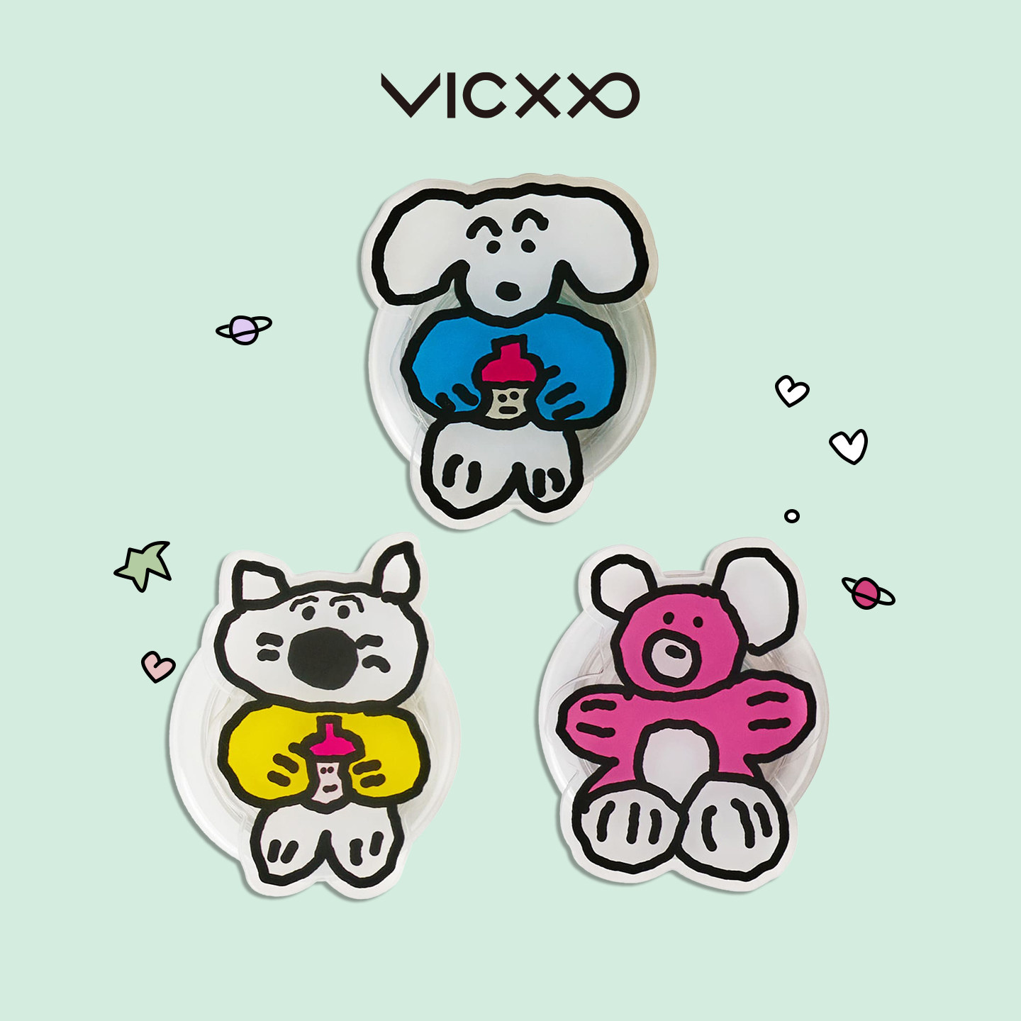 VICXXO 手机支架系列Plabear适用苹果iPhone全系列兼容MagSafe气囊支架自拍神器ins风可爱卡通官方正品