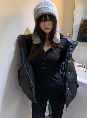 Lovedeath【暖冬日记】黑色加厚短款外套女秋冬百搭保暖棉衣棉服