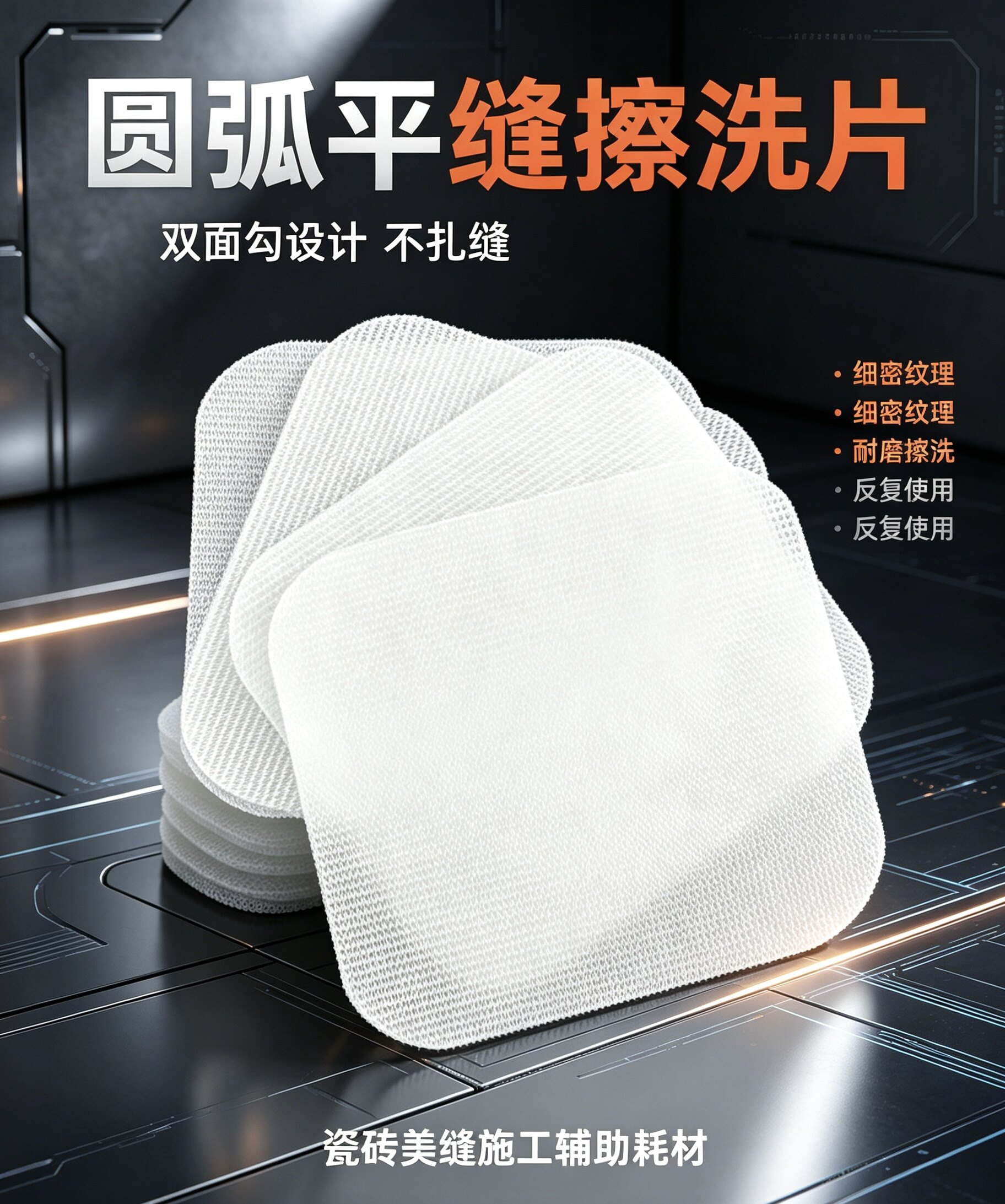平缝环氧彩砂双面勾擦洗片施工工具美缝聚脲专用打磨片收光网格布