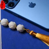 猛犸记 猛犸象牙中国风设计莲花珠吊坠挂件包挂钥匙挂手工雕刻