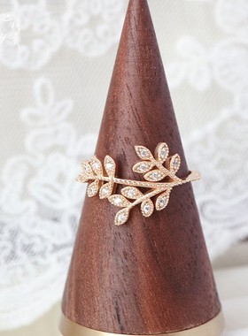 树叶戒指环S925纯银镀金小众