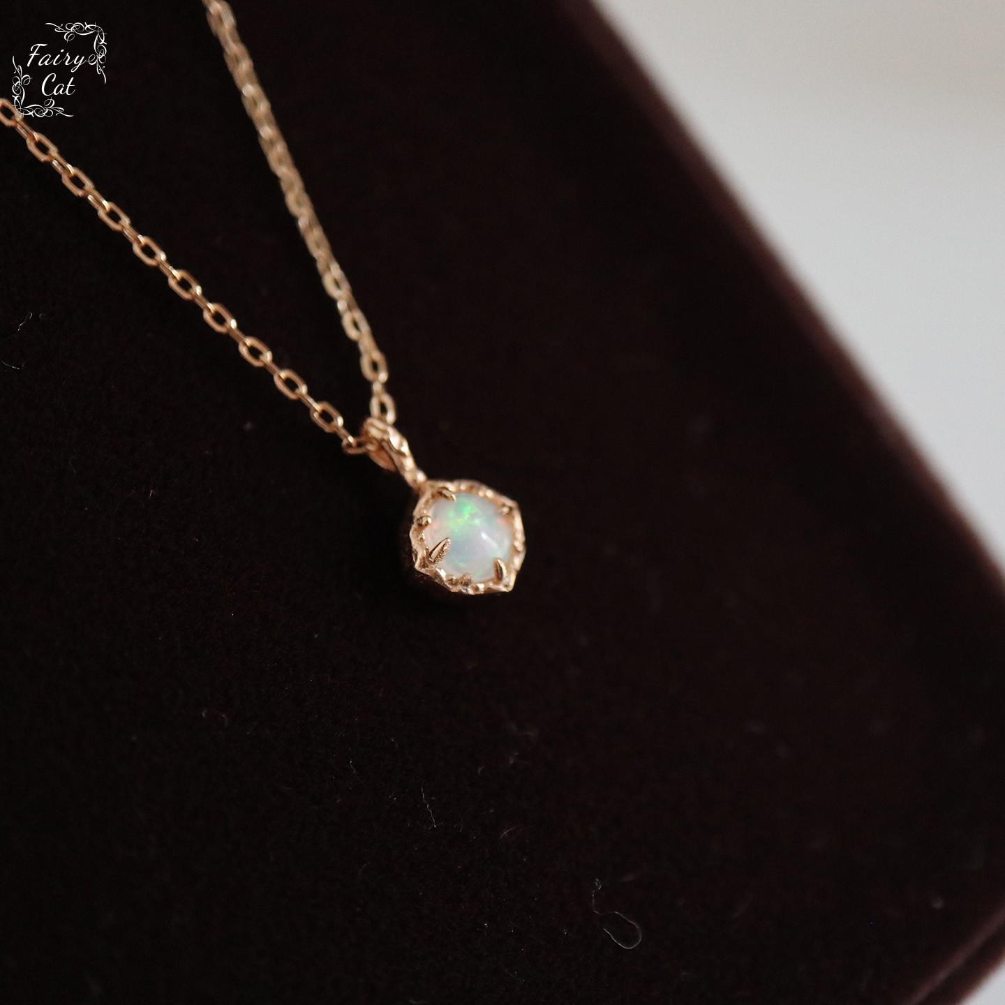 日系A家圣诞限定天然欧泊石双面菱形吊坠项链女高级感锁骨链银饰