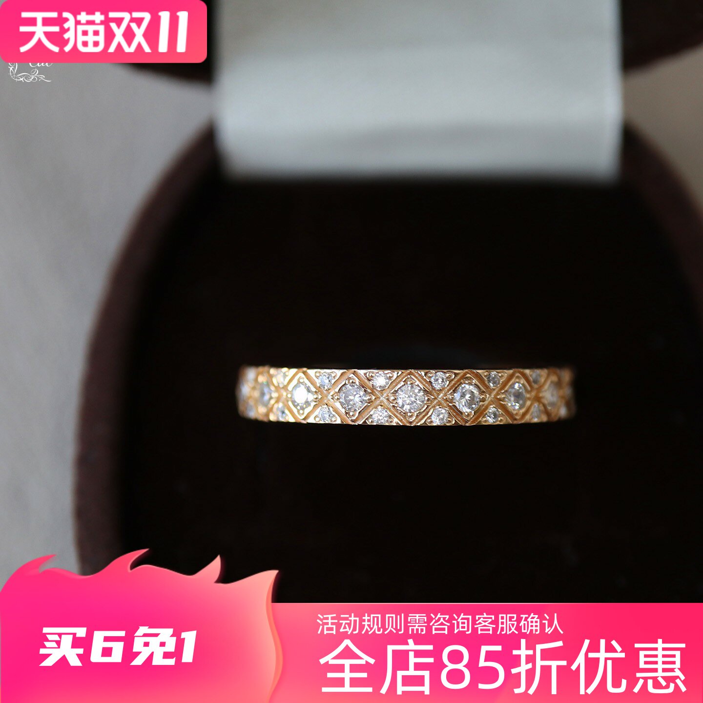 日系小众风格女士复古高质感锆石菱格戒指S925纯银镀金个性不撞款