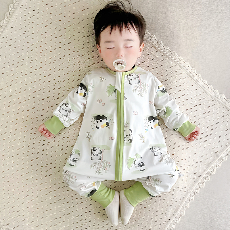 儿童连体睡衣春秋纯棉婴儿睡袋男童女童宝宝防踢被分腿秋季防着凉