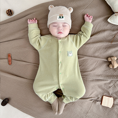 婴儿连体衣秋冬加厚加绒保暖