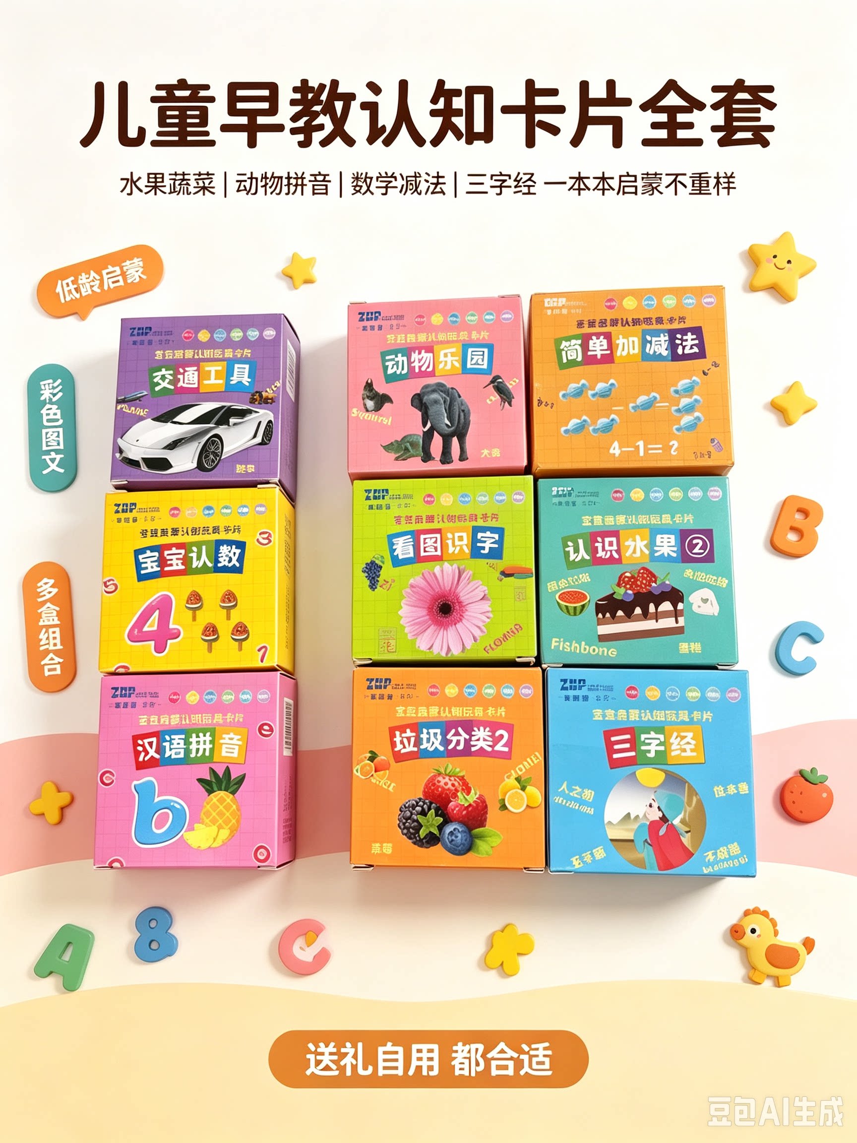 益智认知卡片早教启蒙益智玩具1-6岁宝宝