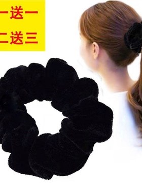 韩国加粗黑色发圈头绳女头饰大肠发圈橡皮筋扎头绳毛绒盘发布艺