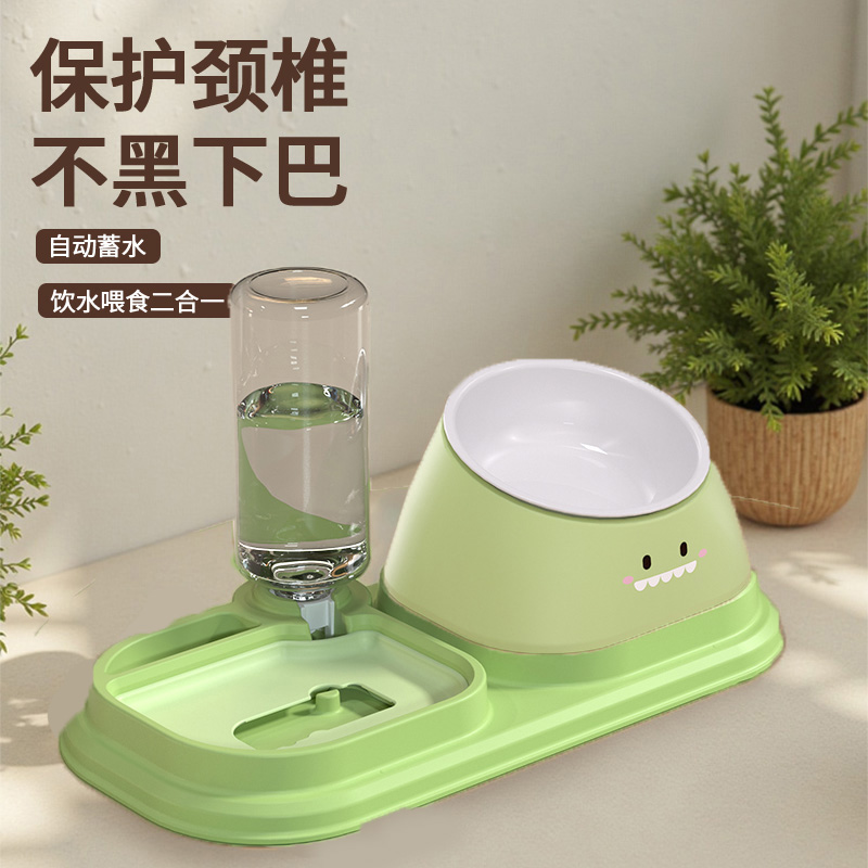 猫碗陶瓷小狗狗碗双碗加高防打翻