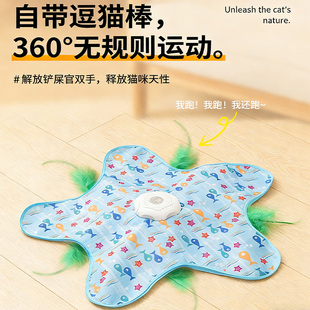 捉迷藏逗猫捕猎罩仿声小鸟发声毛绒羽毛逗猫棒猫咪玩具电动猫转盘